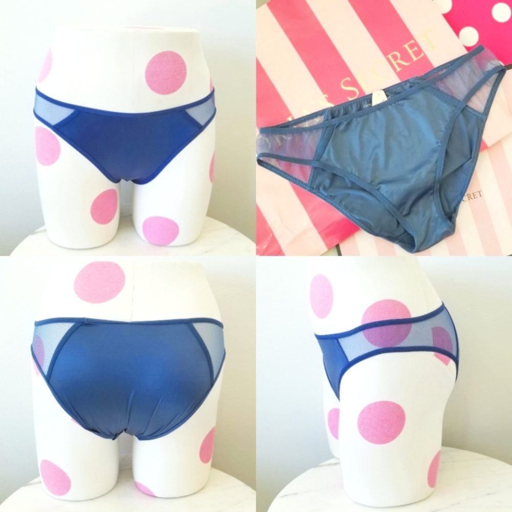 Victoria's Secret Vintage Nylon Bikini Panty Sheer Mesh Side Panels NWT